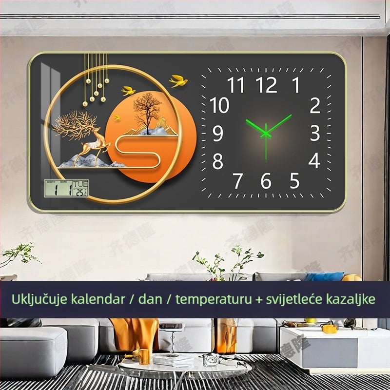 Zidni sat s mehaničkim pogonom, analogni brojčanik s brojevima, svijetli u mraku, jednostrani, napajanje baterijama