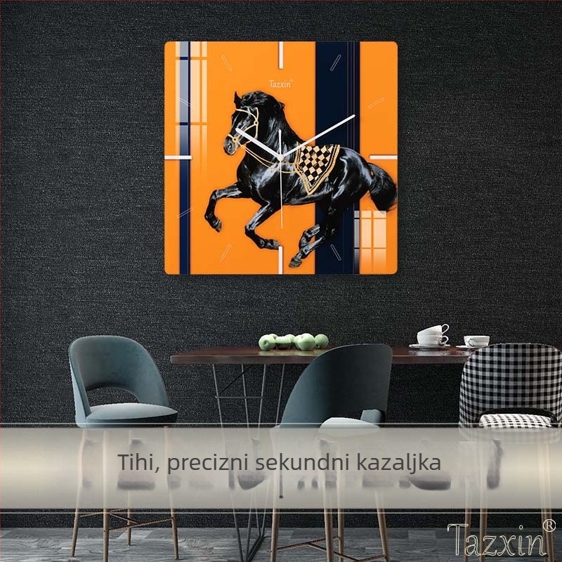 Kružni zidni sat s cifrom od kristalnog porculana na MDF ploči, kvarcni mehanizam, moderan dizajn.
