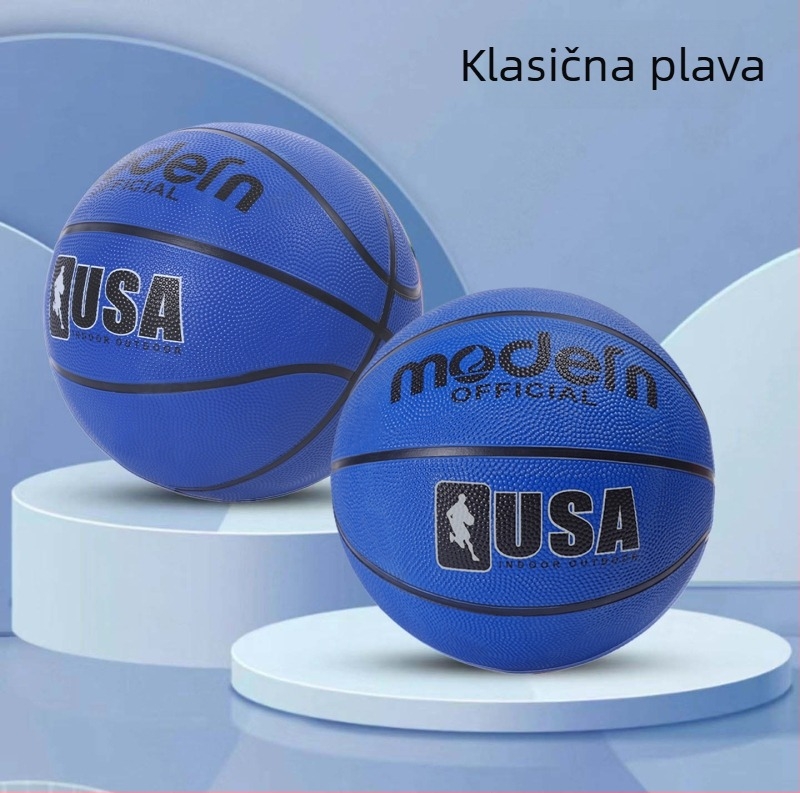 Gumena košarkaška lopta za djecu, veličine 3–7, pogodna za vrtić i osnovnu školu, za unutarnju i vanjsku uporabu, plava