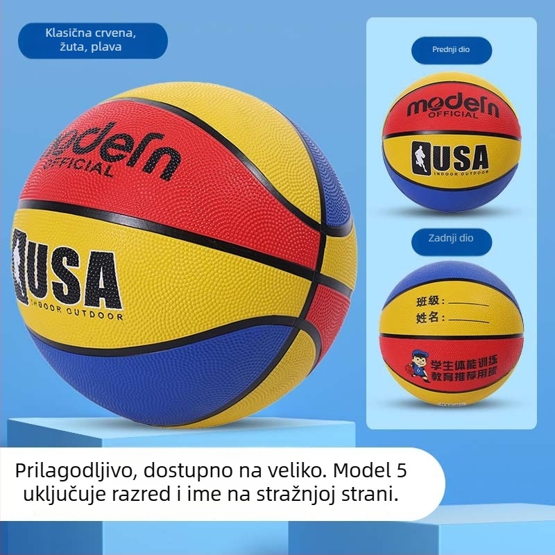 Gumena košarkaška lopta za djecu, veličine 3–7, pogodna za vrtić i osnovnu školu, za unutarnju i vanjsku uporabu, plava