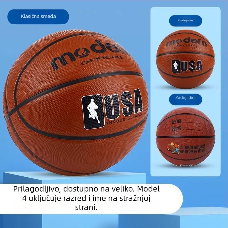 Gumena košarkaška lopta za djecu, veličine 3–7, pogodna za vrtić i osnovnu školu, za unutarnju i vanjsku uporabu, plava