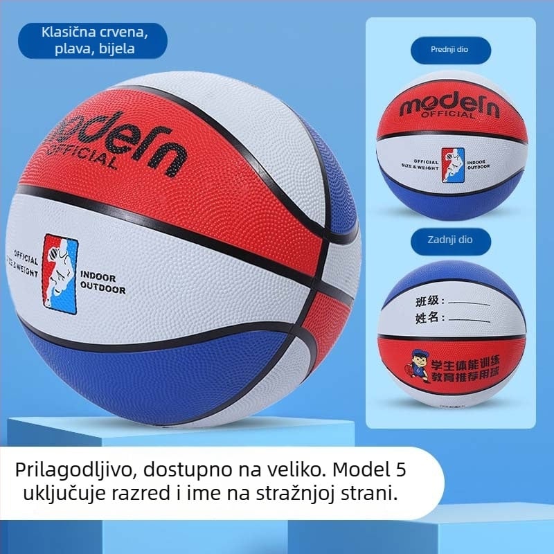 Gumena košarkaška lopta za djecu, veličine 3–7, pogodna za vrtić i osnovnu školu, za unutarnju i vanjsku uporabu, plava