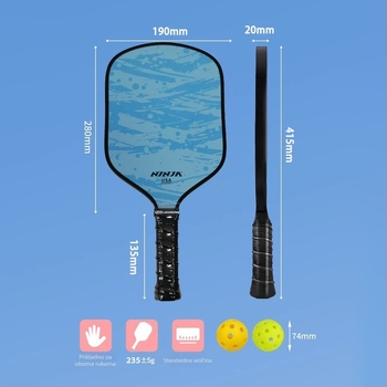 Set pickleball reketa za djecu — fiberglas konstrukcija, brend Admiration, 0,5 kg