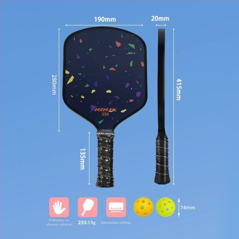 Set pickleball reketa za djecu — fiberglas konstrukcija, brend Admiration, 0,5 kg