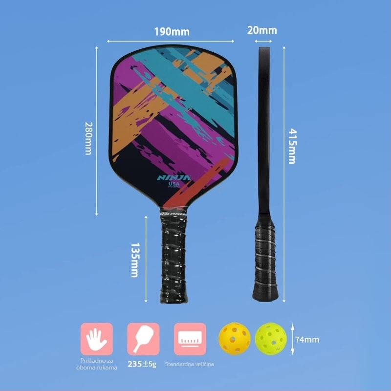 Set pickleball reketa za djecu — fiberglas konstrukcija, brend Admiration, 0,5 kg