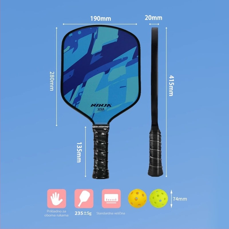 Set pickleball reketa za djecu — fiberglas konstrukcija, brend Admiration, 0,5 kg