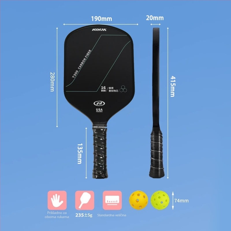 Set pickleball reketa za djecu — fiberglas konstrukcija, brend Admiration, 0,5 kg