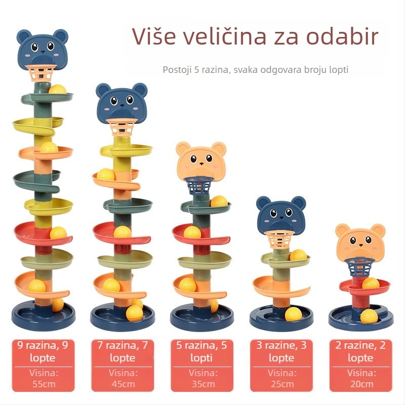 Edukativna igračka s tornjem kuglica na stazi za djecu 3–6 godina, plastični materijal; razvija motoričke vještine, koordinaciju ruku i očiju, vid.