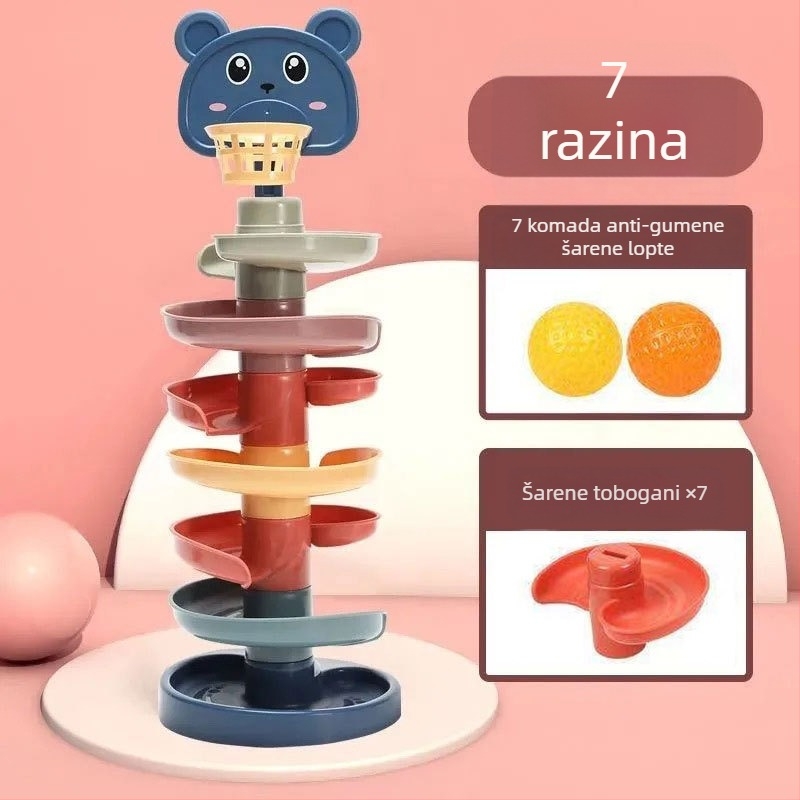Edukativna igračka s tornjem kuglica na stazi za djecu 3–6 godina, plastični materijal; razvija motoričke vještine, koordinaciju ruku i očiju, vid.