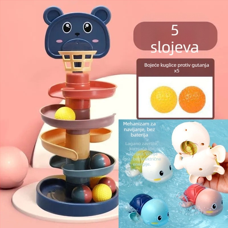 Edukativna igračka s tornjem kuglica na stazi za djecu 3–6 godina, plastični materijal; razvija motoričke vještine, koordinaciju ruku i očiju, vid.