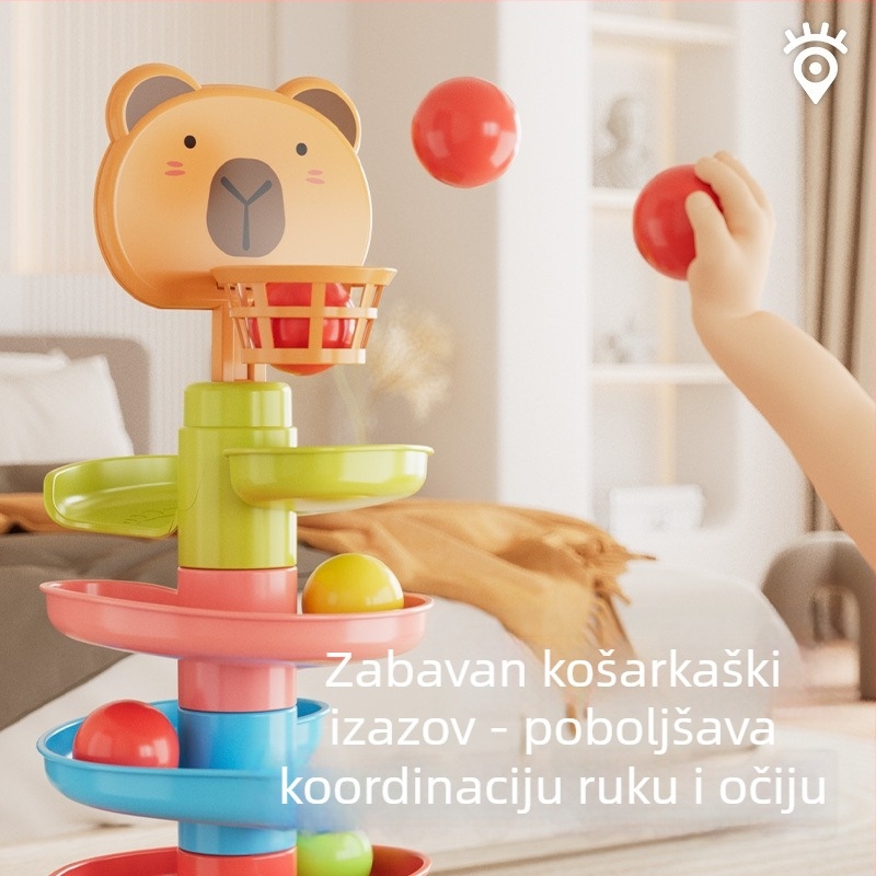 Interaktivni toranj s kliznom stazom i kuglicama – plastična igračka za djecu 3-6 godina, potiče intelektualni razvoj, koordinaciju ruke i oka te interakciju roditelj-dijete