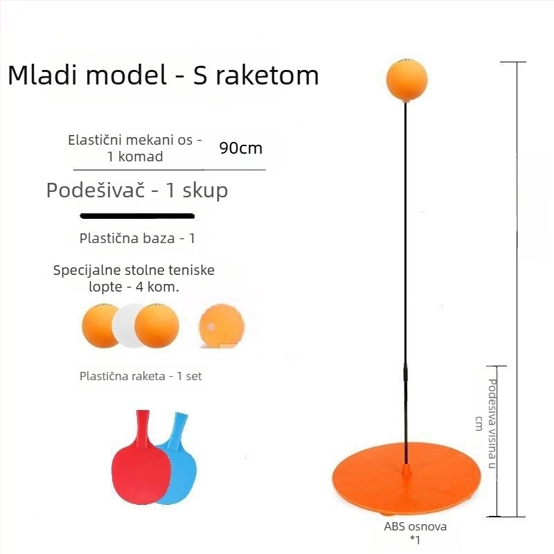 JIANQING trener stolnog tenisa s elastičnim osovinama, unutarnji samostalni trening set, PP materijal