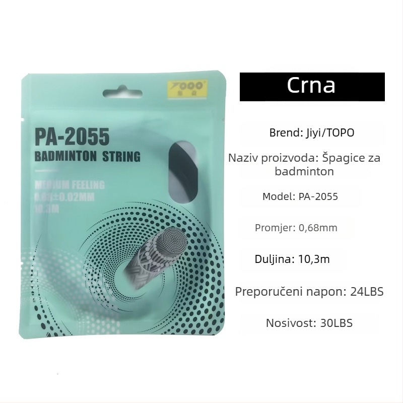 Žica za badminton raketu, najlon vlakno, 0.68 mm, PA-2055, visoka elastičnost, TOPO kolekcija