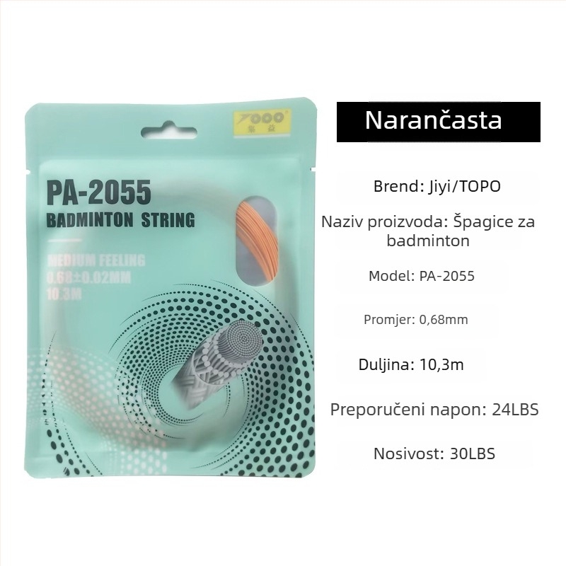 Žica za badminton raketu, najlon vlakno, 0.68 mm, PA-2055, visoka elastičnost, TOPO kolekcija