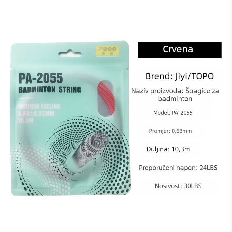 Žica za badminton raketu, najlon vlakno, 0.68 mm, PA-2055, visoka elastičnost, TOPO kolekcija