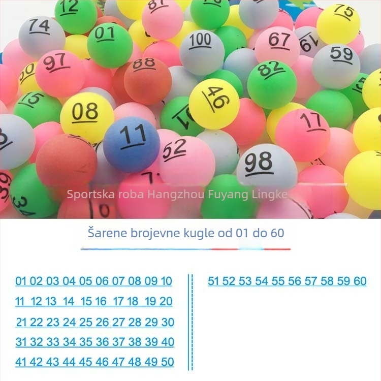 Brojčana bezšivna lopta 01-100 za stolni tenis — PP materijal, Wheat tip marka, logotip ispisan, prilagodba obrade