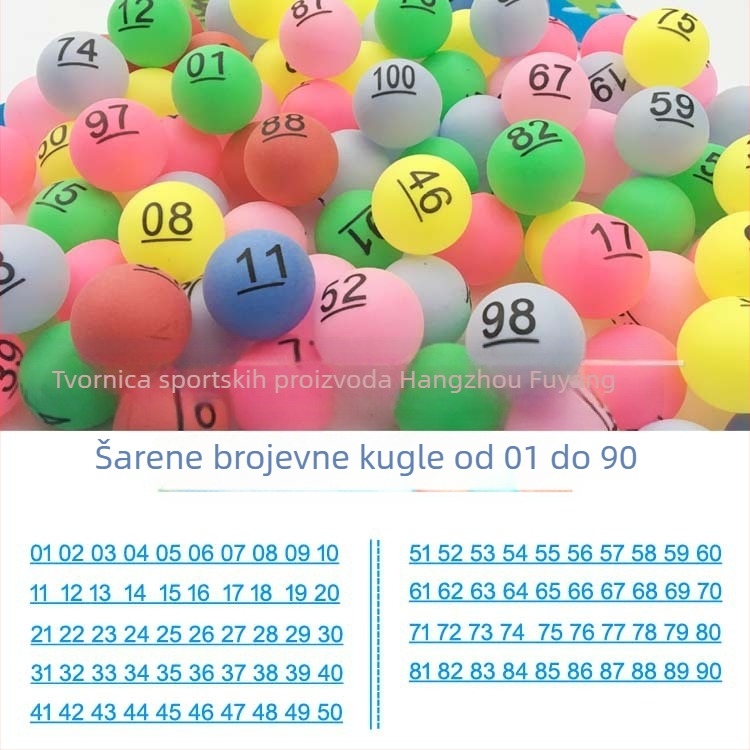 Brojčana bezšivna lopta 01-100 za stolni tenis — PP materijal, Wheat tip marka, logotip ispisan, prilagodba obrade