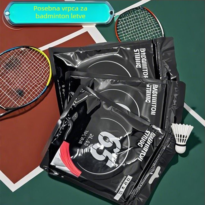 Set žica za badminton raketu — najlon vlakna, napetost 18–30 lb, Record Work, za badminton.
