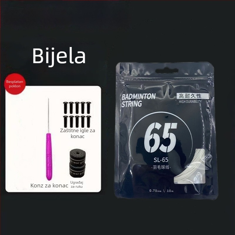 Set žica za badminton raketu — najlon vlakna, napetost 18–30 lb, Record Work, za badminton.