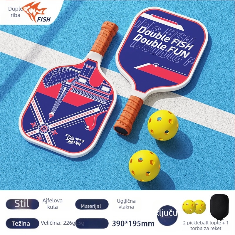 Pisces karbonska pickleball reketa set za unutarnju i vanjsku upotrebu, ultra lagana za početnike, trening set