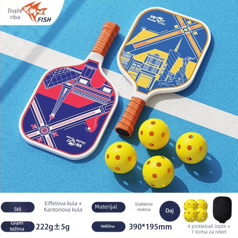 Pisces karbonska pickleball reketa set za unutarnju i vanjsku upotrebu, ultra lagana za početnike, trening set