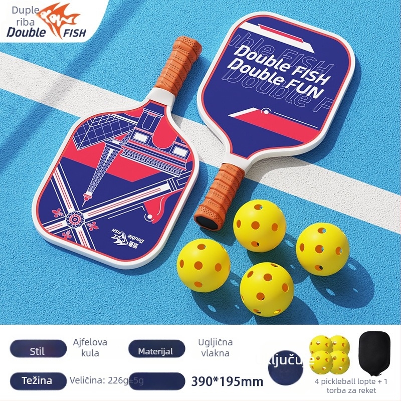 Pisces karbonska pickleball reketa set za unutarnju i vanjsku upotrebu, ultra lagana za početnike, trening set