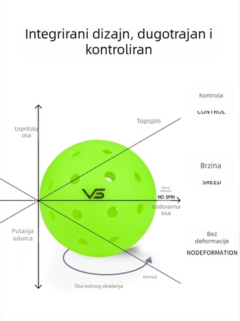 Lopta za pickleball Vispinvo — 40 rupa, PE materijal, težina 26 g