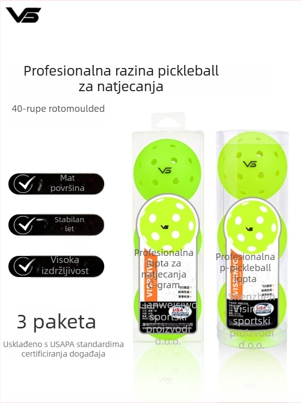 Lopta za pickleball Vispinvo — 40 rupa, PE materijal, težina 26 g
