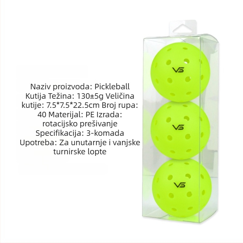 Lopta za pickleball Vispinvo — 40 rupa, PE materijal, težina 26 g