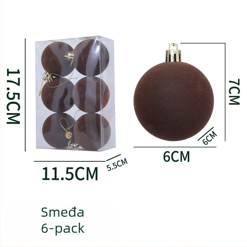 Božićna kuglica ukras, materijal flocking, stil modernog jednostavnog dizajna, poluručna i polu-mehanička izrada.