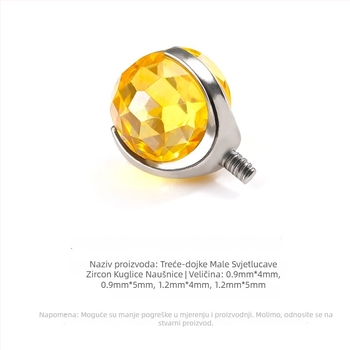 Titansko jezični piercing s geometrijskom disko kuglom od cirkonija — unisex nakit za piercing uha i tijela, titanova legura, cirkon kristali, geometrijski oblik