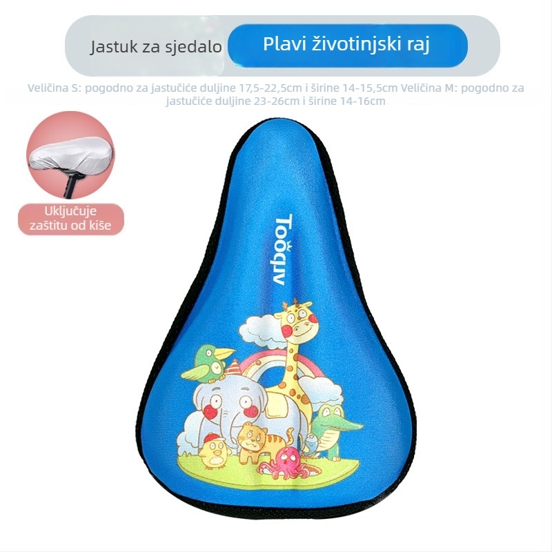 Navlaka za sjedalo dječjeg bicikla s mekanom silikonnom jastučićem, crtani dizajn, povećana debljina za udobnost