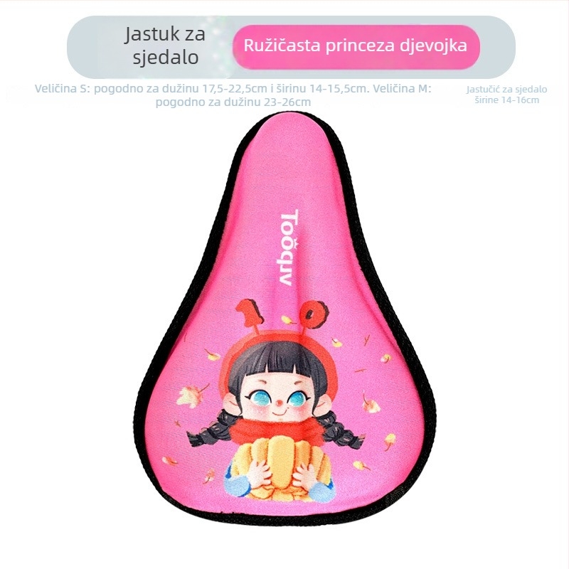 Navlaka za sjedalo dječjeg bicikla s mekanom silikonnom jastučićem, crtani dizajn, povećana debljina za udobnost