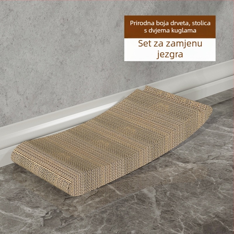 Mačja grebalica u L-oblika, velika, vertikalna, s kuglicom za igru, otporna na habanje, od valovitog papira