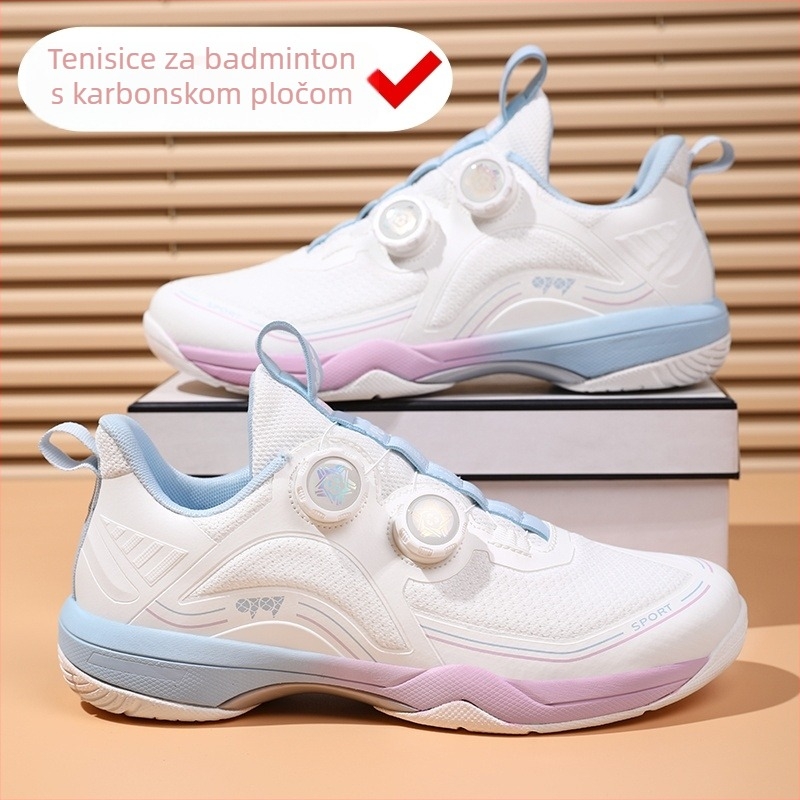 Cipele za badminton s karbon pločom, gornji dio mreže, protuklizna potplata, Velcro zatvaranje, EVA srednji potplat – za badminton i stolni tenis