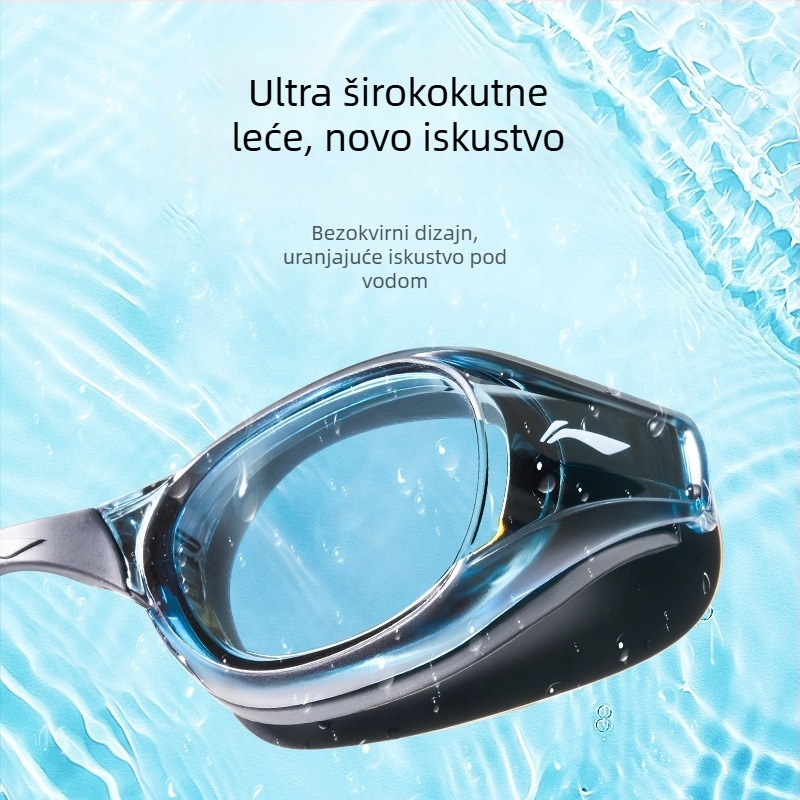 Li Ning naočale za plivanje s anti-fog, vodootporne, s lećama od polikarbonata – uključuje kapu za plivanje