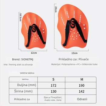Ručna lopatica za plivanje za trening – PPE materijal, porijeklo Zhejiang, brend Sioweymu