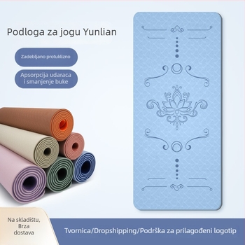 TPE joga prostirka 185x80 cm, 8 mm debljine, ekstra široka, protuklizna, kineskog stila, cvjetni uzorak