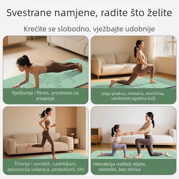 TPE joga prostirka 185x80 cm, 8 mm debljine, ekstra široka, protuklizna, kineskog stila, cvjetni uzorak