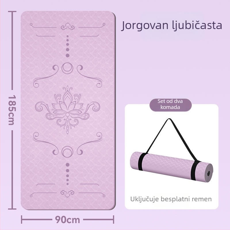 TPE joga prostirka 185x80 cm, 8 mm debljine, ekstra široka, protuklizna, kineskog stila, cvjetni uzorak