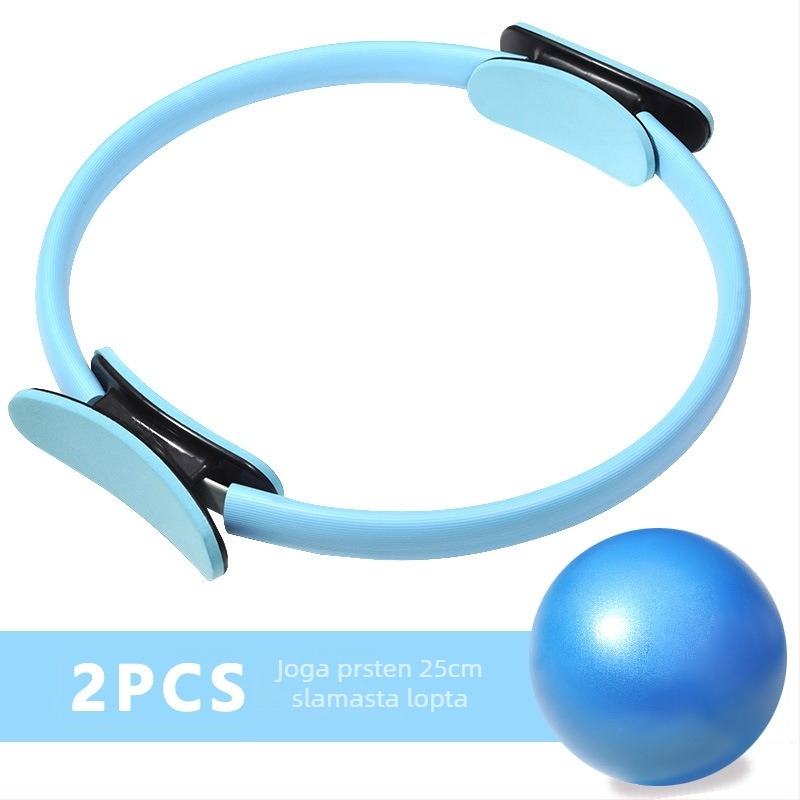 Pilates prsten set od pet dijelova: joga lopta, pojas za rastezanje i otporne trake
