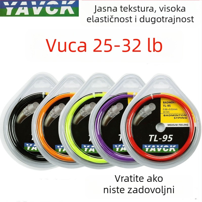 YAVCK Tl9565 žica za badminton – sintetička vlakna svila, visoka elastičnost, za trening i natjecanja