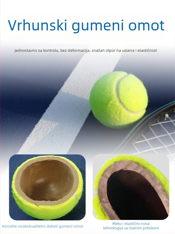 Lydoo teniska trening lopta – visoka elastičnost i izdržljivost; konstrukcija: gumeni unutarnji sloj + vuna/kemijska vlakna; prilagodljivo na zahtjev uz uzicu; pogodna za stolni tenis i badminton.