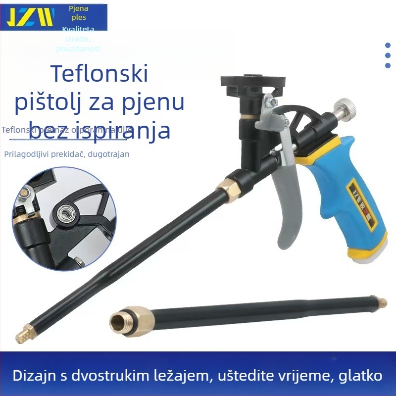 Potpuno metalna pištolj za pjenu bez čišćenja, produženi nastavak, za poliuretanski pjenu brtvljenje vrata i prozora