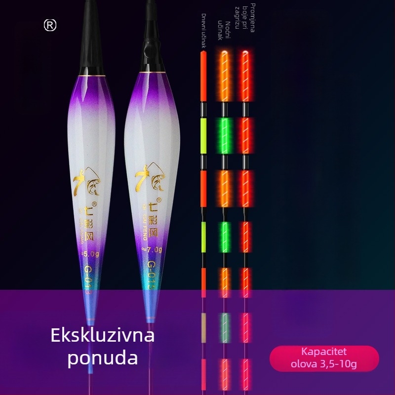 Ogroman plovak za ribolov sa luminescencijom, debelim repom, perlicama i indikatorom ugriza koji mijenja boju, za dnevnu i noćnu upotrebu