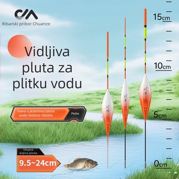 Kawaze Nano vertikalna plovka za plitke vode, kratak drift, debeli jasan vrh, visoka osjetljivost, lako usta, za dno ribolov šarana i karpa