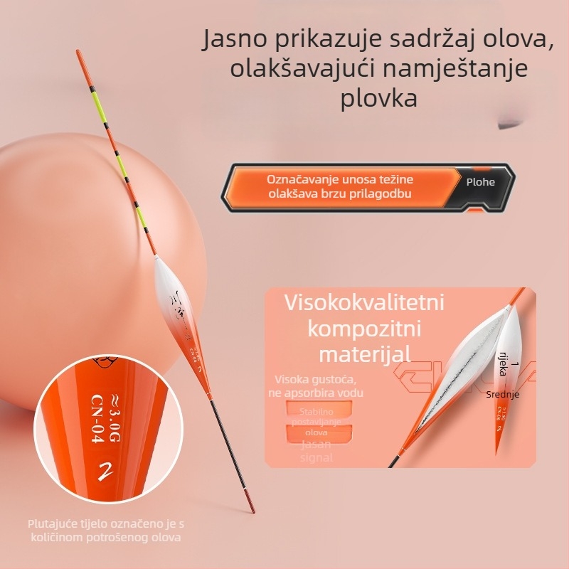 Kawaze Nano vertikalna plovka za plitke vode, kratak drift, debeli jasan vrh, visoka osjetljivost, lako usta, za dno ribolov šarana i karpa