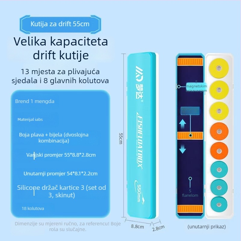 Menda kutija za plovke i glavnu liniju – 2-u-1 set, velika kapaciteta, materijal: viskoza vlakna, podrijetlo: Novi Zeland