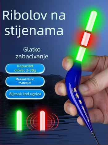 Meki Nano plovak za kameniti ribolov – klizni plovak za dugi domet, LED osvijetljeni plovak za šarane