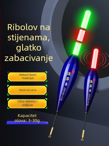 Meki Nano plovak za kameniti ribolov – klizni plovak za dugi domet, LED osvijetljeni plovak za šarane